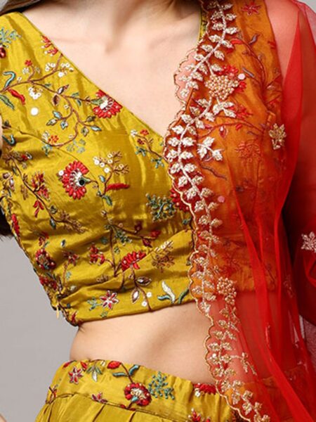 Floral Printed Lehenga with Anarkali Style Top - Image 7