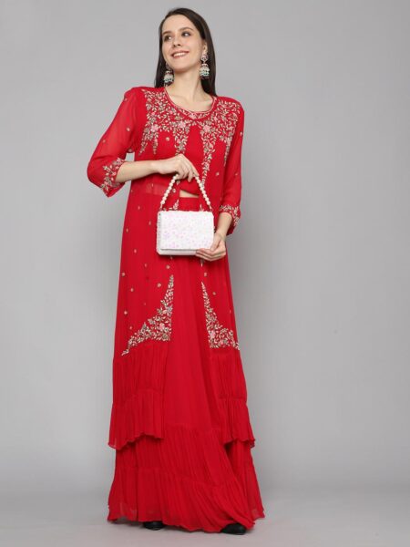 Embroidered Georgette Ethnic Co-ord set - Image 4