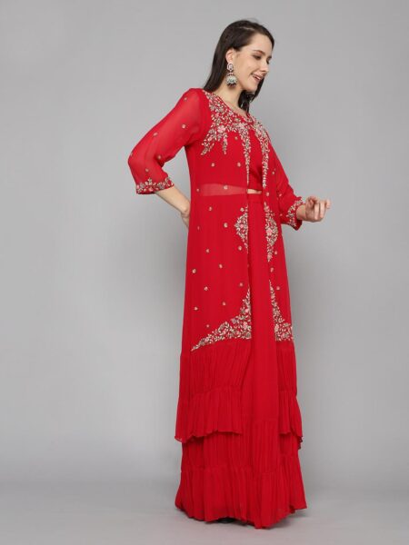 Embroidered Georgette Ethnic Co-ord set - Image 5