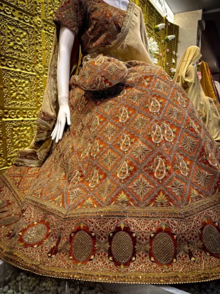 Crepe Lehenga with Dori Work and Machine Embroidery - Image 3