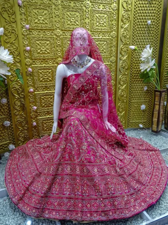 Lehenga with Mirror, Dabka & Thread Embroidery