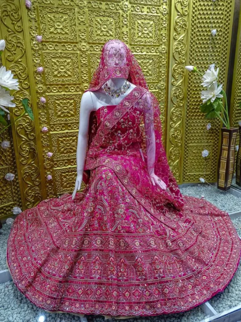 Lehenga with Mirror, Dabka & Thread Embroidery