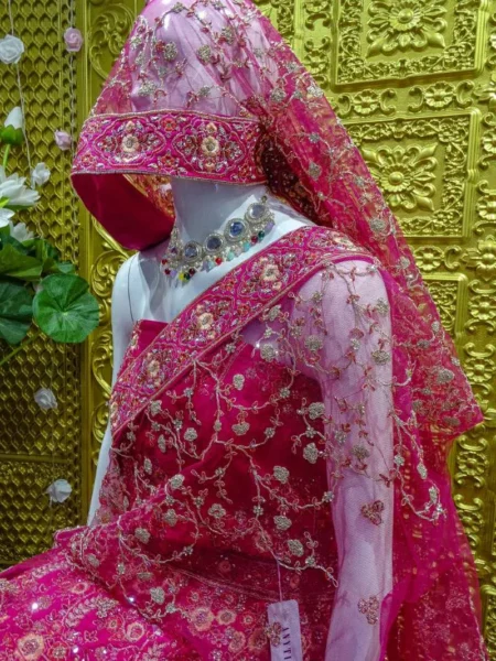 Lehenga with Mirror, Dabka & Thread Embroidery - Image 4