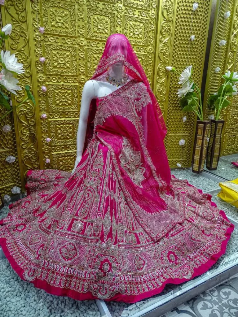 Lehenga with Moti, Dabka, Sequins, and Stone Handwork