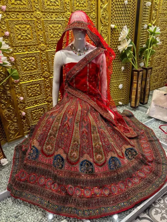 Velvet Lehenga with Stone Work