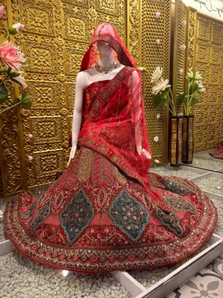 Velvet Lehenga with Stone Work and Machine Embroidery