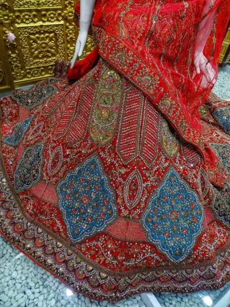 Velvet Lehenga with Stone Work and Machine Embroidery - Image 5