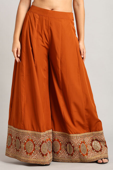 Elegant Peplum Top & Flared Pant Set with Intricate Embroidery - Image 2
