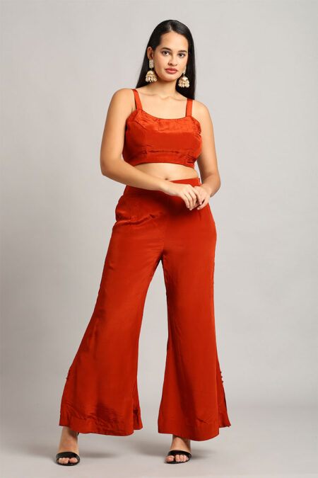 Multicolor Peplum Top with Rust Trouser– Elegant 3-Piece Embroidered Set - Image 2