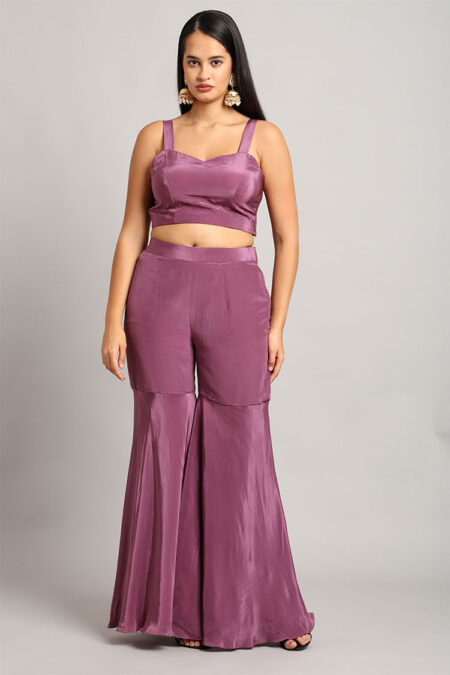 Purple Jacket with Top and Trouser – 3-Piece Multicolor Embroidered Crepe Set - Image 2