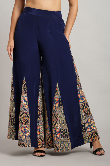 Blue Peplum Top with Kali Flared Pant – Elegant Embroidered Set - Image 3
