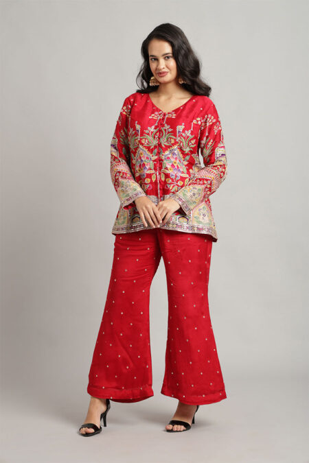 Red Peplum Top with Pant