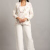 White Embroidered Jacket with Top & Trouser