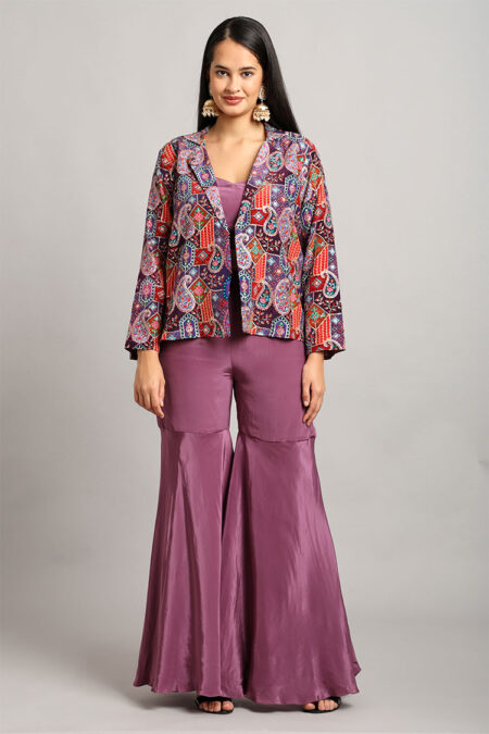 Purple Jacket with Top and Trouser