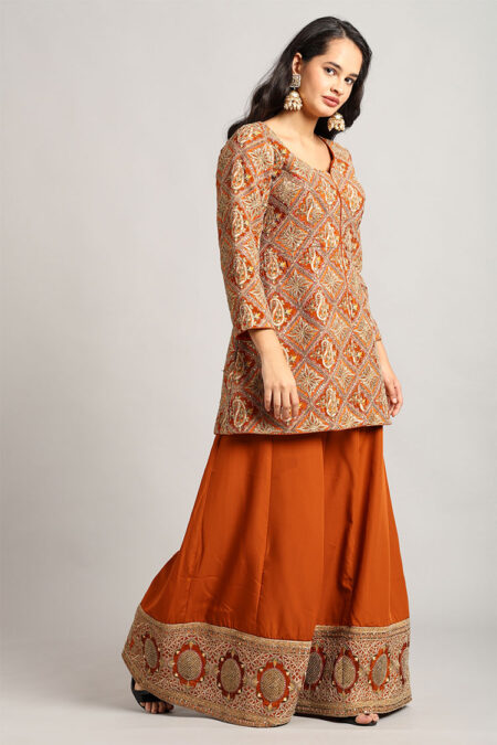 Elegant Peplum Top & Flared Pant Set with Intricate Embroidery - Image 6