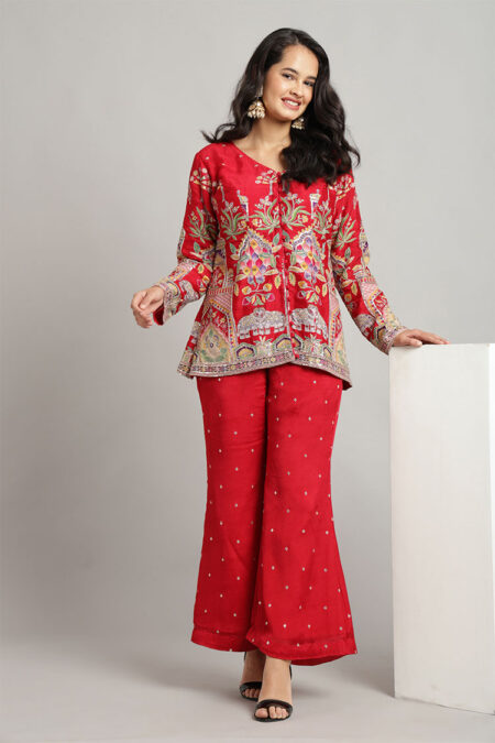 Red Peplum Top with Pant
