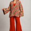 Multicolor Peplum Top with Rust Trouser