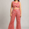Red Embroidered Crop Top with Trouser