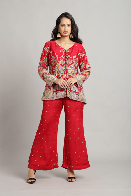 Red Peplum Top with Pant