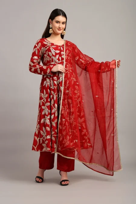 Anarkali Suit in Maroon Colour - Image 3