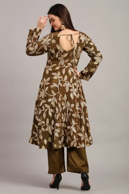 Anarkali Suit in Olive Color - Image 4