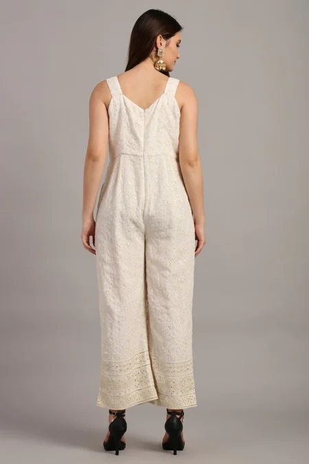 Cream White Jumpsuit with Jacket - Image 4