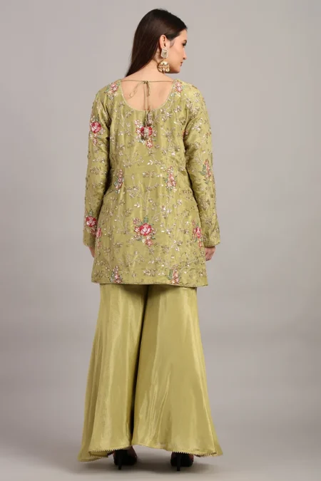 Pista Green Sharara Set for Women - Image 3