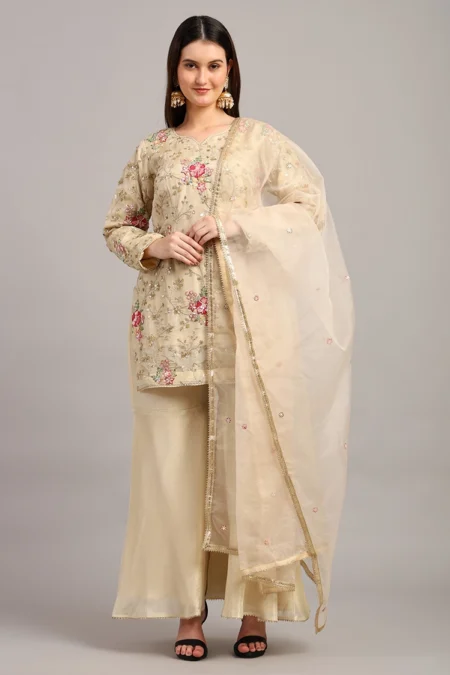 Cream Sharara Set for Women - Image 4