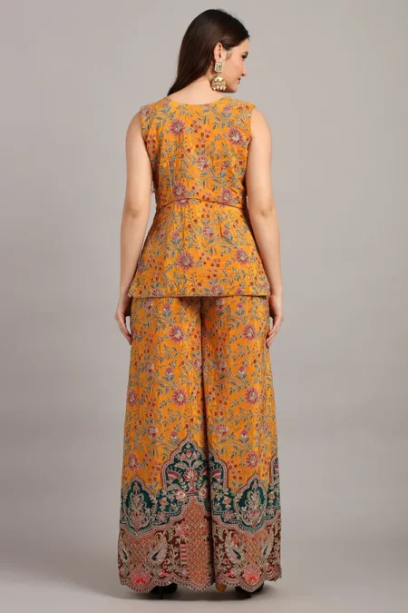 Yellow Peplum Top with Pant - Image 2