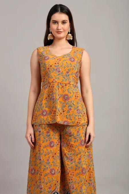 Yellow Peplum Top with Pant - Image 5
