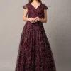 Designer Wine Party Wear Gown for Women