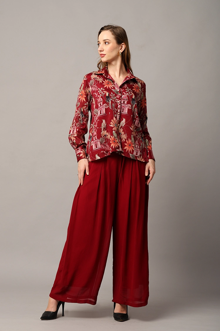 Maroon Cord Set for Women