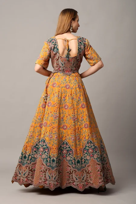 Designer Yellow Crepe Lehenga for Women with Sequin and Zari Embellishments - Image 6