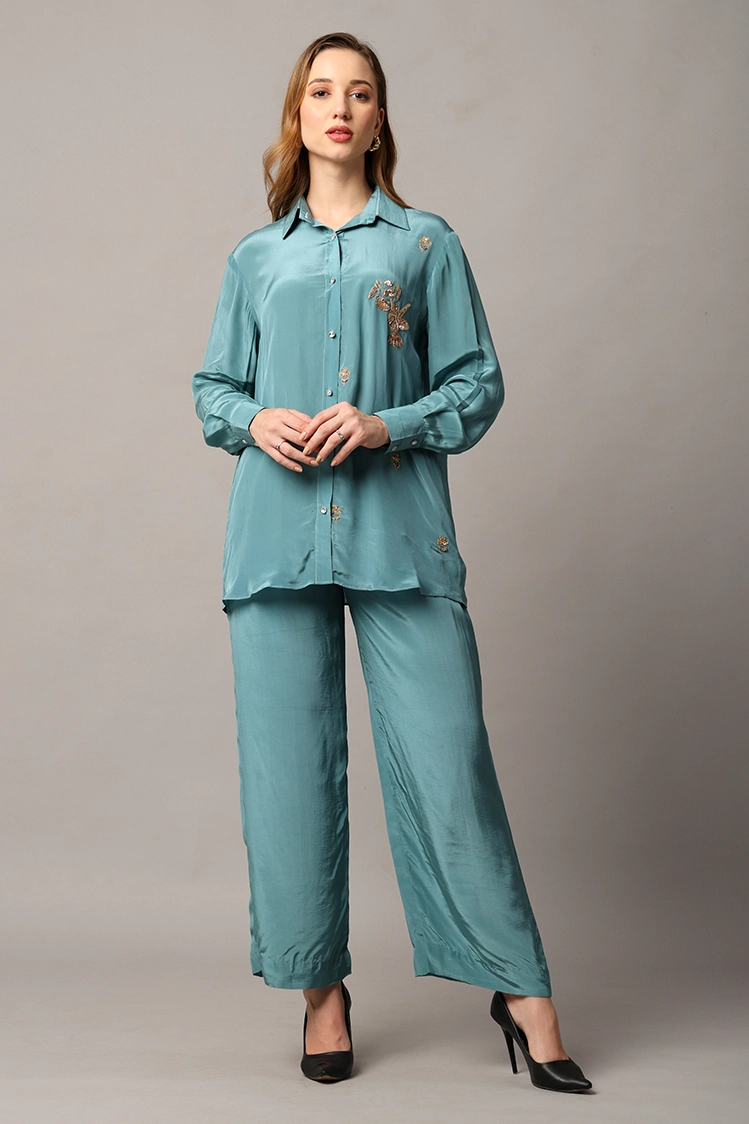 Party Wear Teal Cord Set for Women