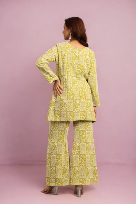 Lime Yellow Peplum Top with Pant - Image 4