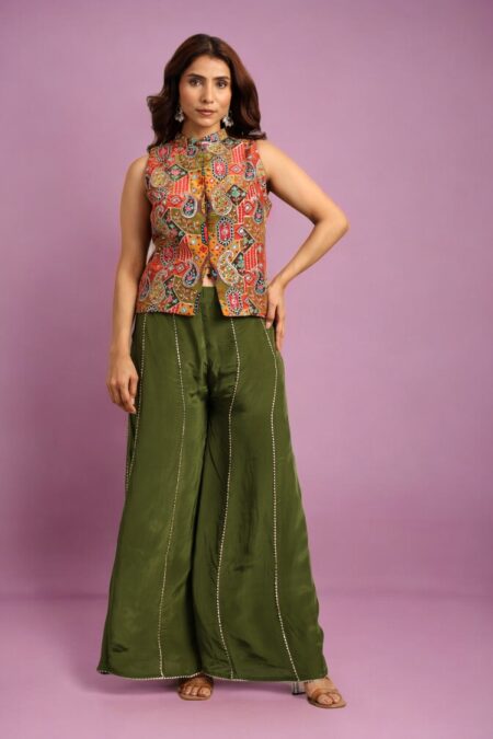 Multishade Peplum Top with Flared Pant - Image 4