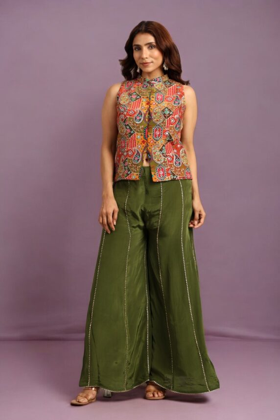 Multishade Peplum Top with Flared Pant