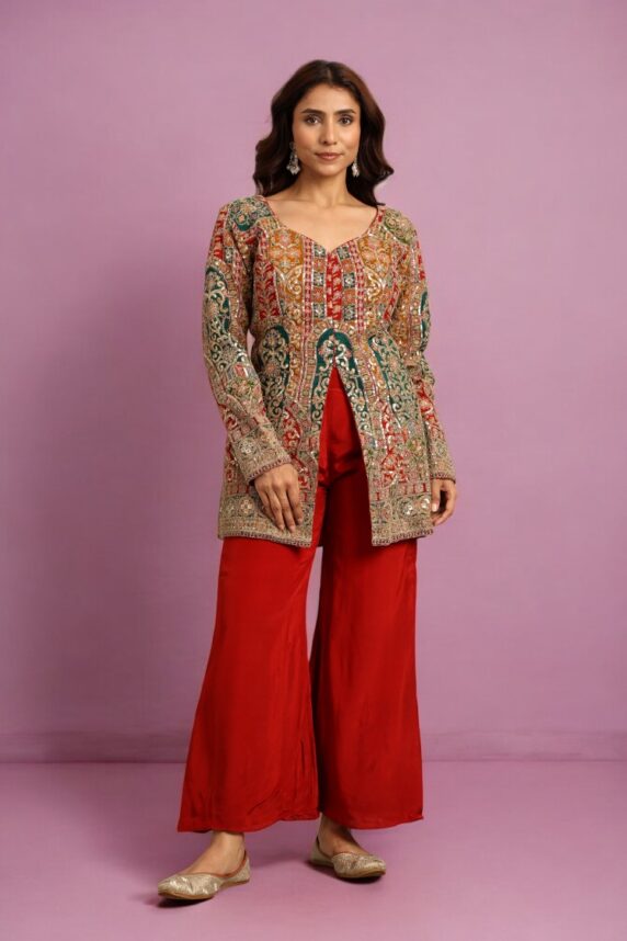 Red Peplum Top with Pant