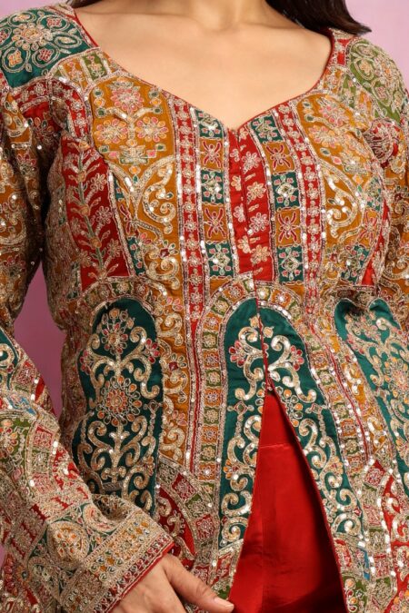 Red Peplum Top with Pant - Image 2