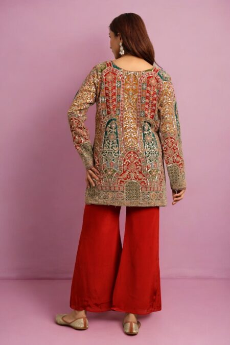 Red Peplum Top with Pant - Image 3