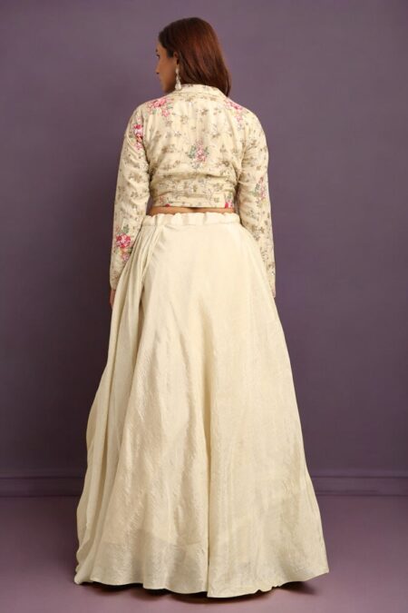 Cream Draped Skirt with Top - Image 4